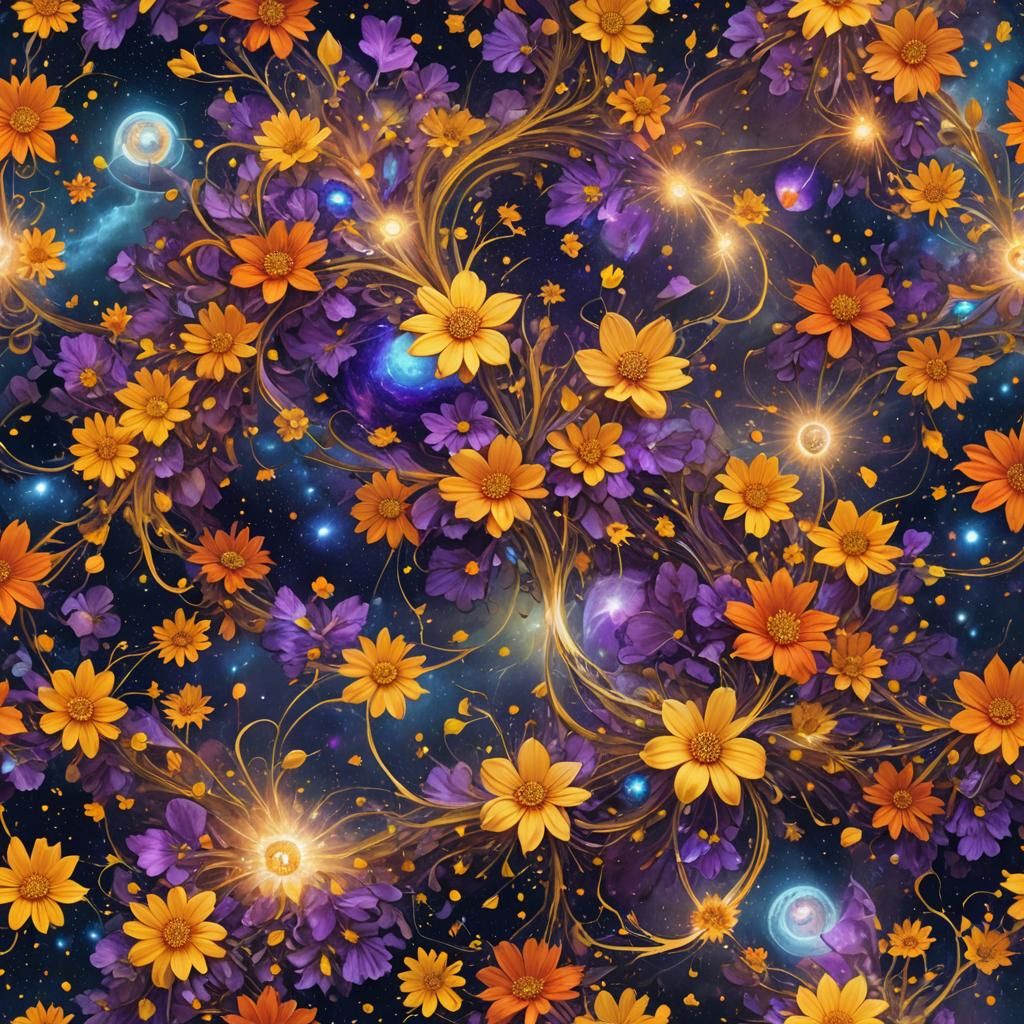 Cosmic Floral Shield Protecting Earth: Art Nouveau Concept