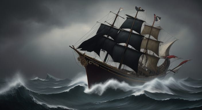 Krampus Helmsman on a Stormy Yacht, Bosch Style