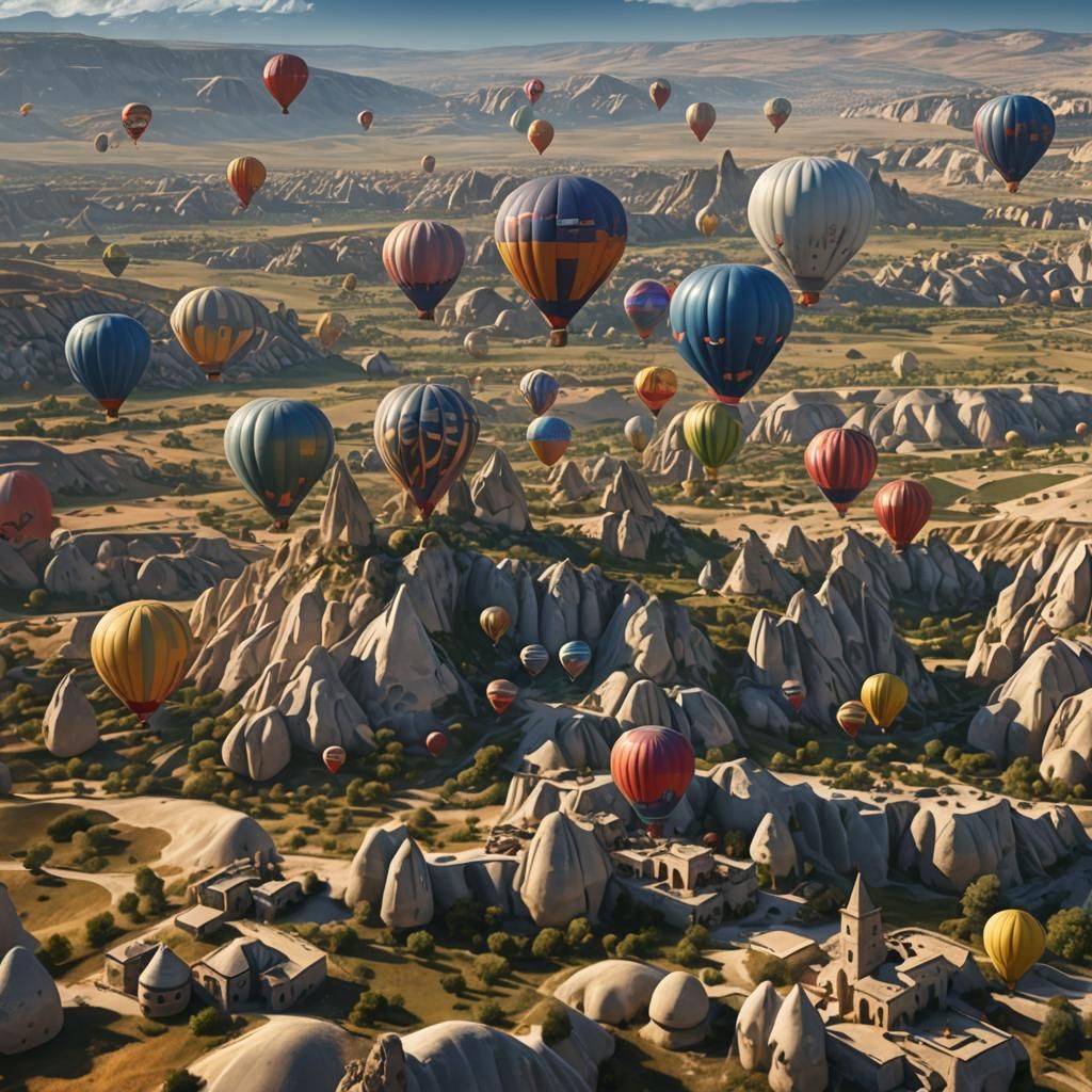 Cappadocia Hot Air Balloons in Detailed Digital Painting