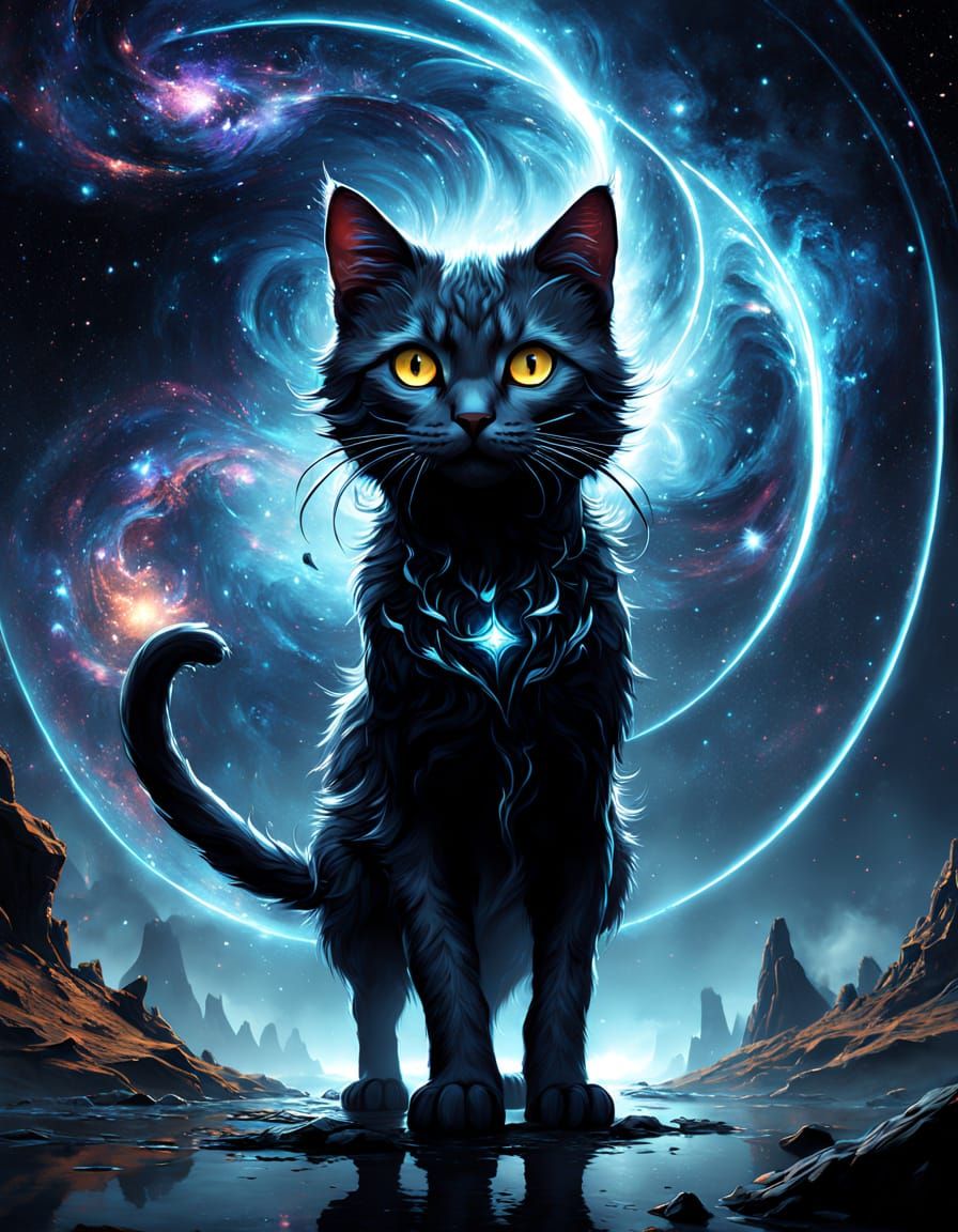 Cosmic Kitten in Dreamlike Fusion of Nebulae and Fractals