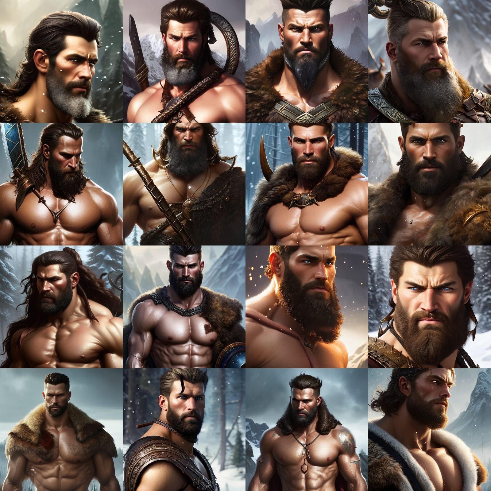 Viking Barbarian Portrait in High Fantasy Style