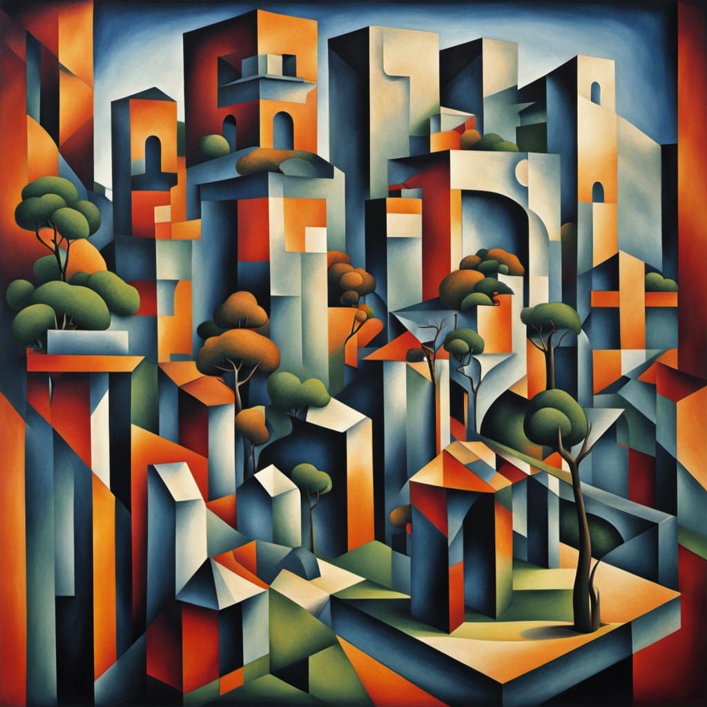 Surrealist Cubist Masterpiece in the Style of Metzinger