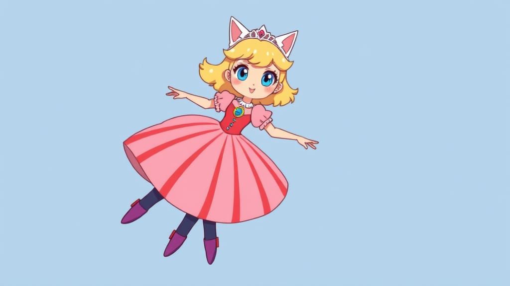 Cartoon Princess Parachute in Minimalist Style