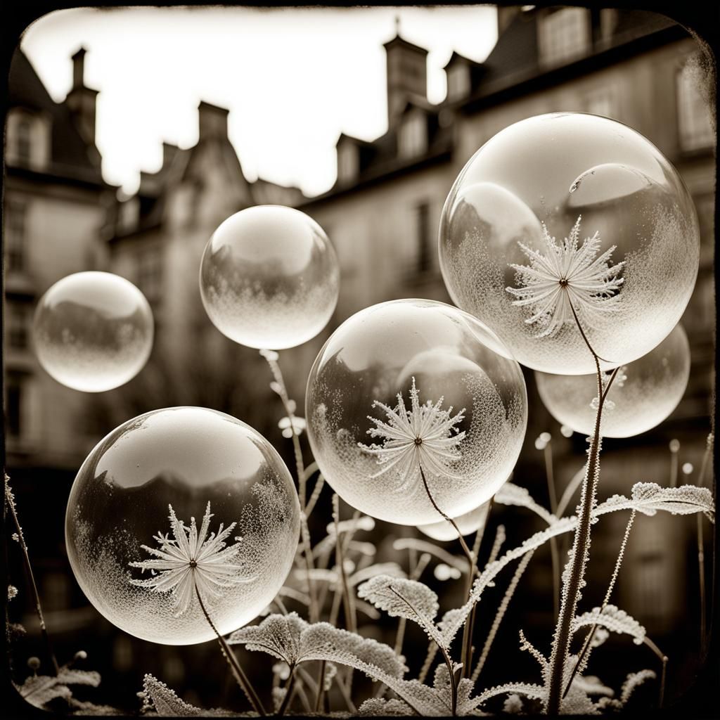 Frozen Soap Bubbles in Sepia Wet Plate Collodion Style