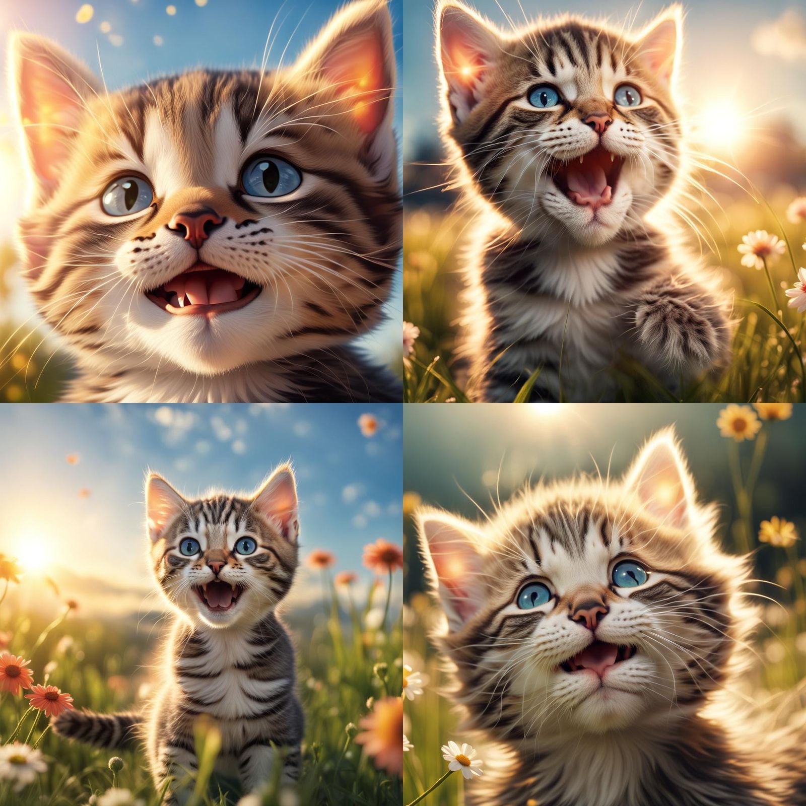 Cute Kitten Smiles at the Rising Sun