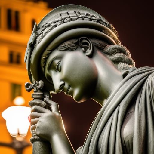 Statue of Liberty Kissing Firefighter: Hyperrealistic Pencil...