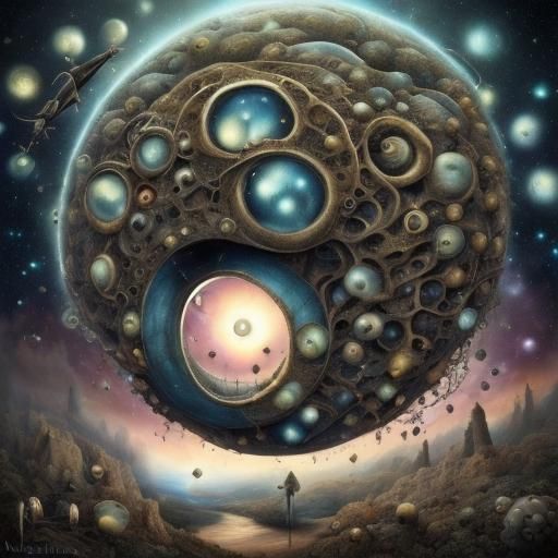 Surreal Alien in Upside-Down Dreamscape