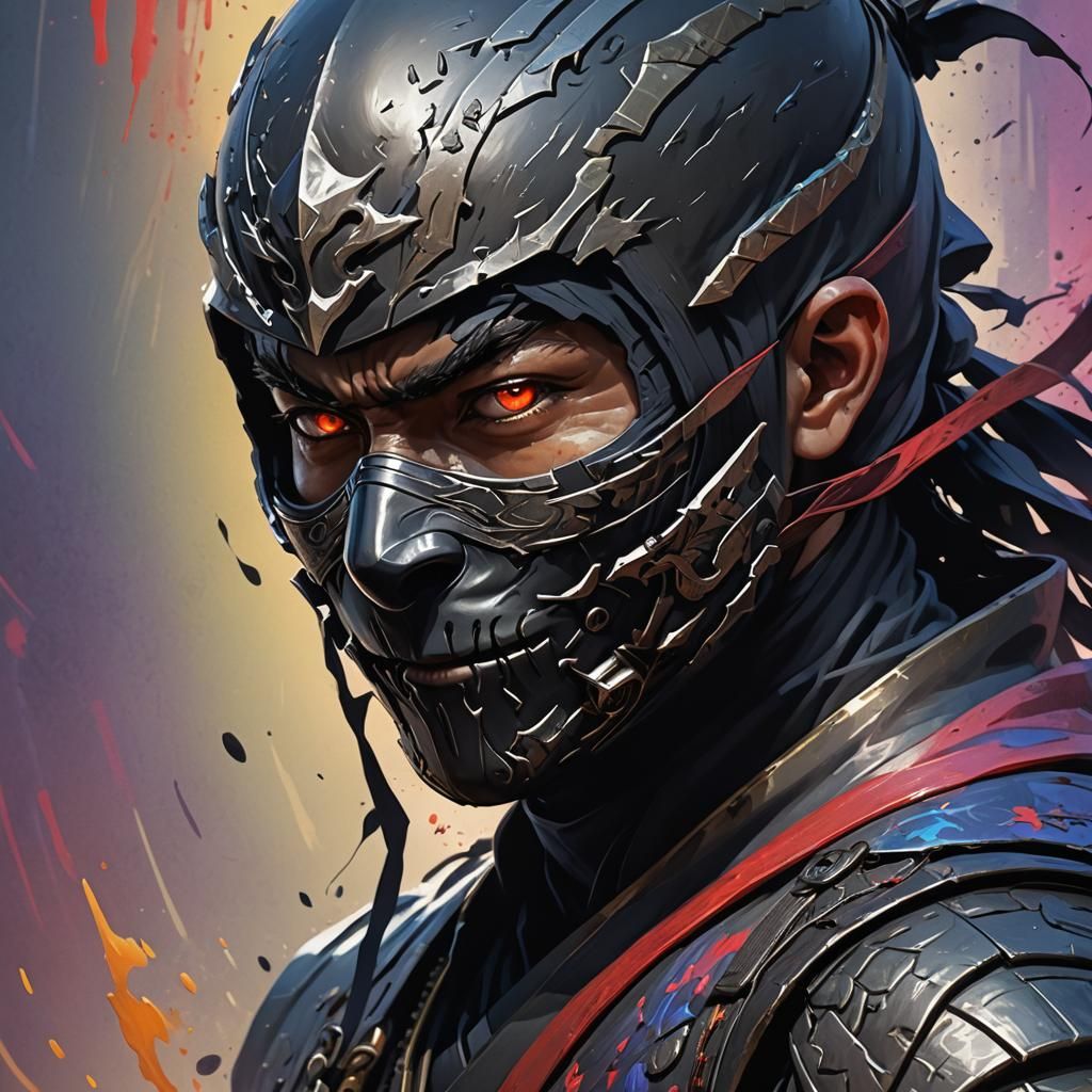 Hyperrealistic Shadow Ninja in Splash Art Style