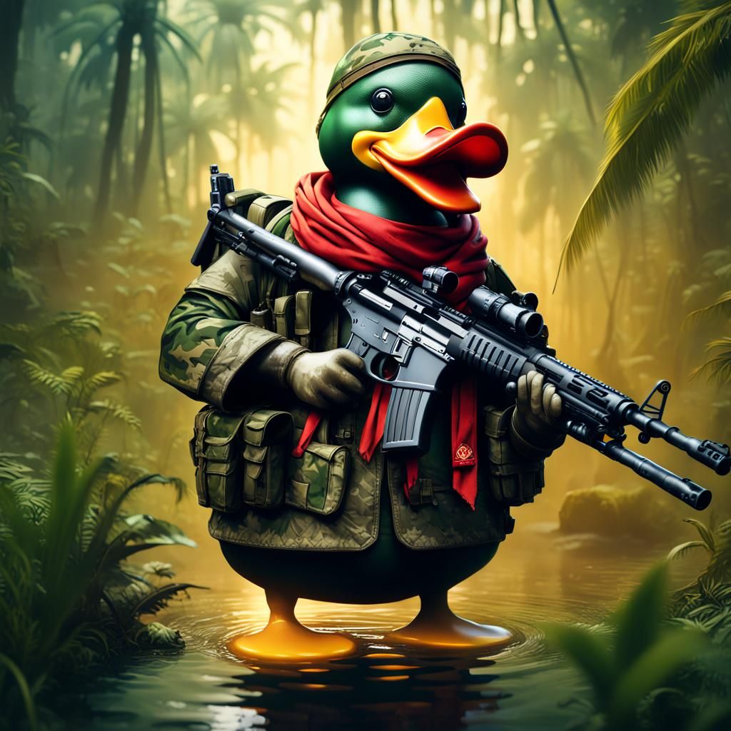 Camouflage Rubber Duck Logo in Detailed Digital Art