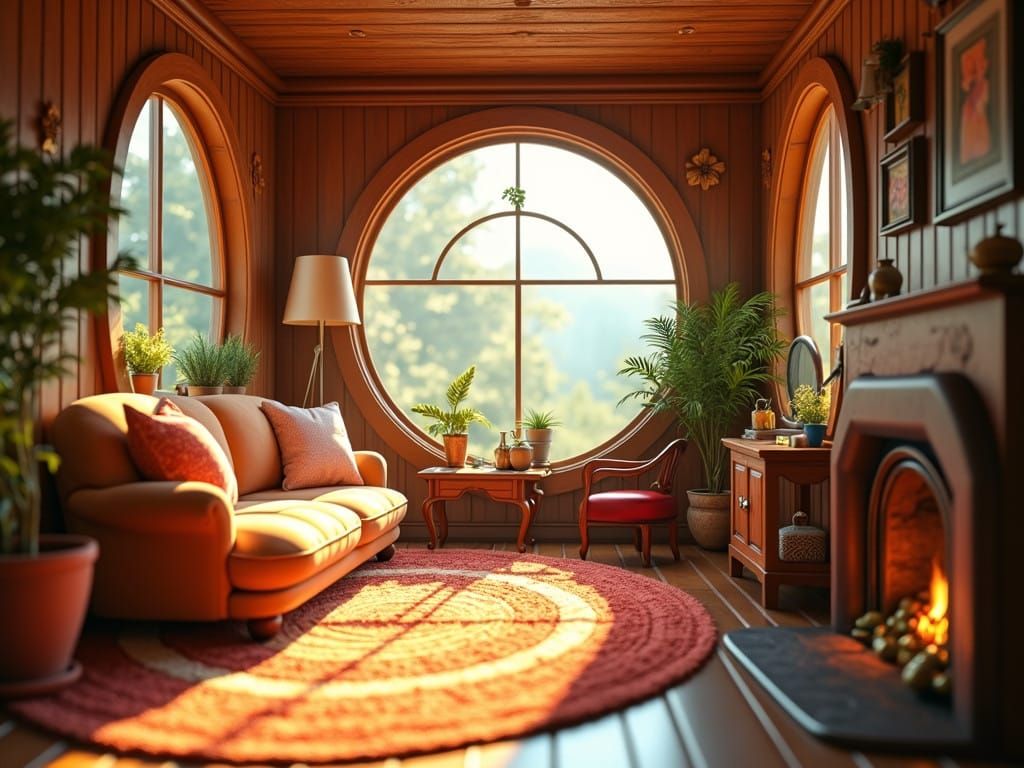 Warm and Inviting Home in Vibrant 3D Digital Art