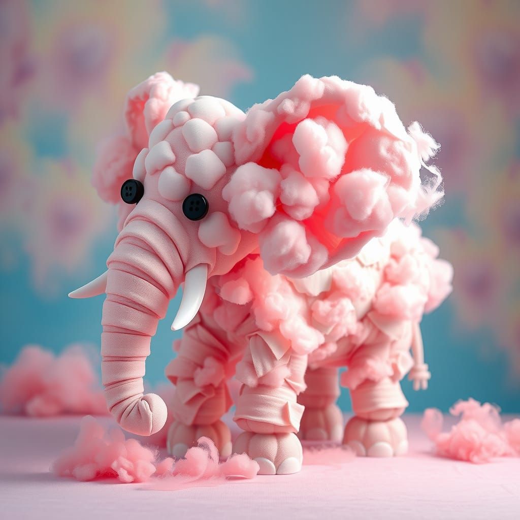 Whimsical Cloud Elephant with Zero-Waste Artistry