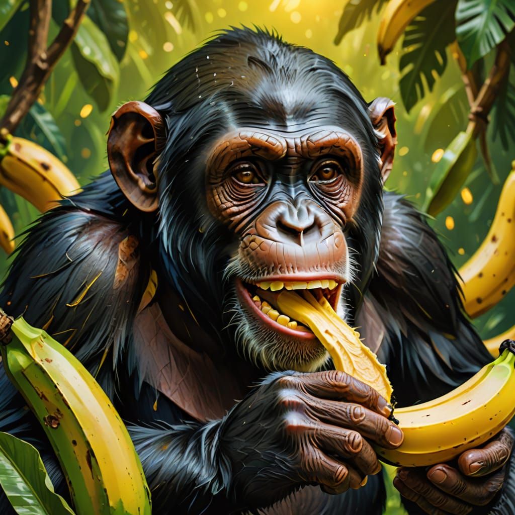 Vibrant Chimpanzee Portrait in Digital Painting