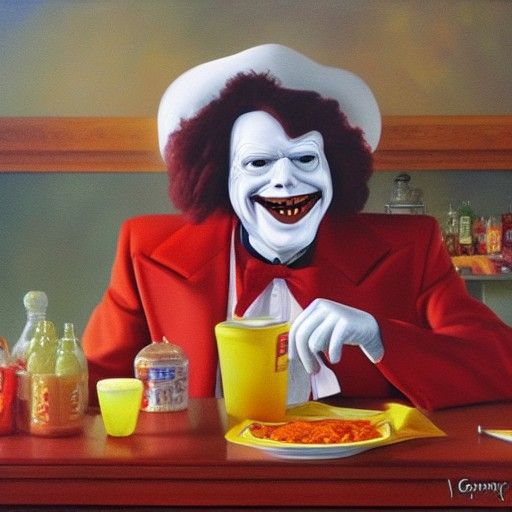Ronald McDonald, Dealer of Corpses: Oil Painting