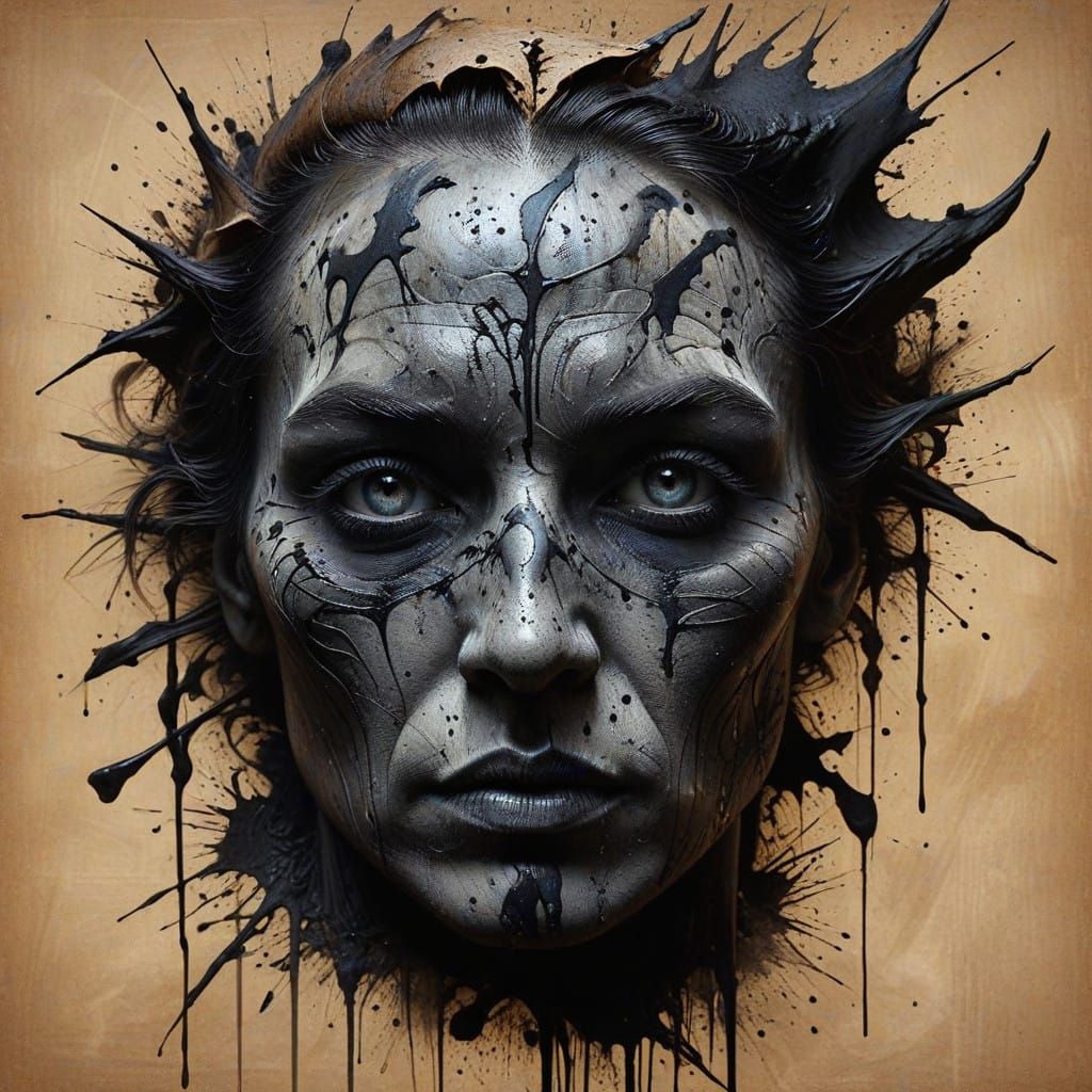 Gothic Noir Portrait with Vibrant Eye