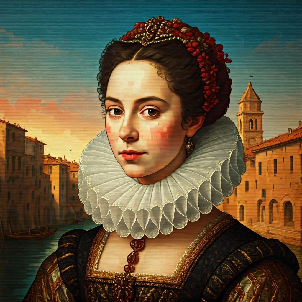 Glitch Art Portrait of Renaissance Noblewoman