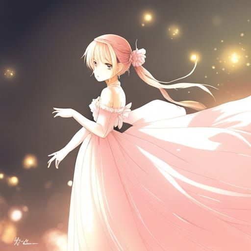 Girl in Ballgown: Anime Style Illustration