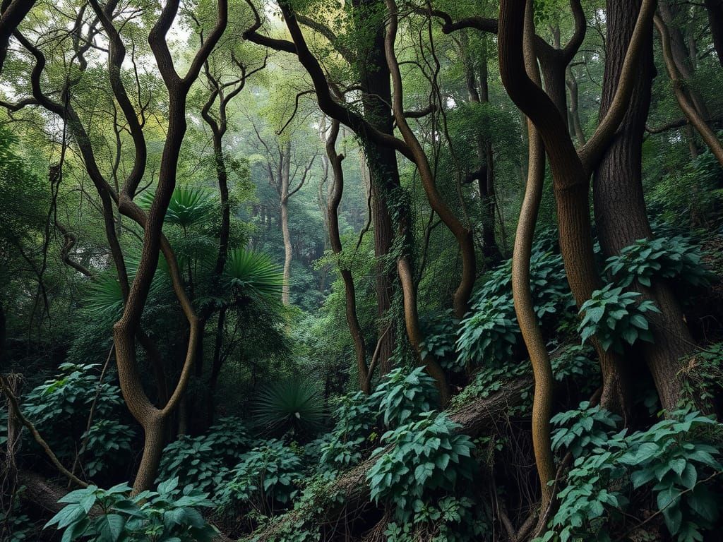 Vibrant Jungle Tangle in Dense Forest