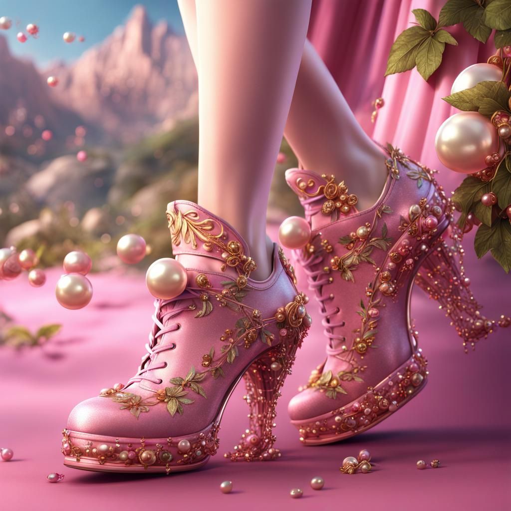 Sparkling Pink Gem-Encrusted Shoes Digital Art