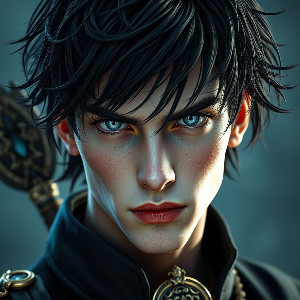 Striking Portrait with Dynamic Lighting and Ornate Details