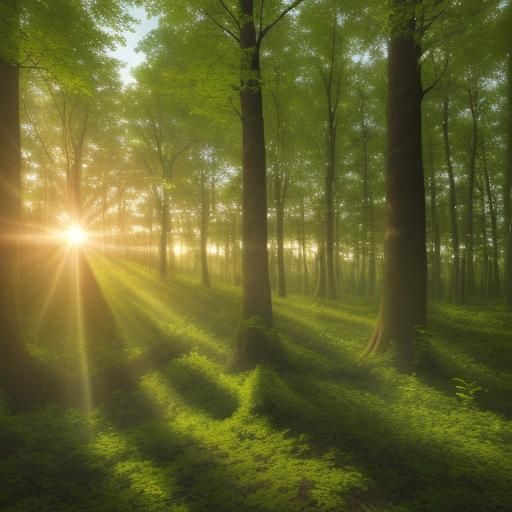 Brilliant Forest: Sunlight Through Green Canopy