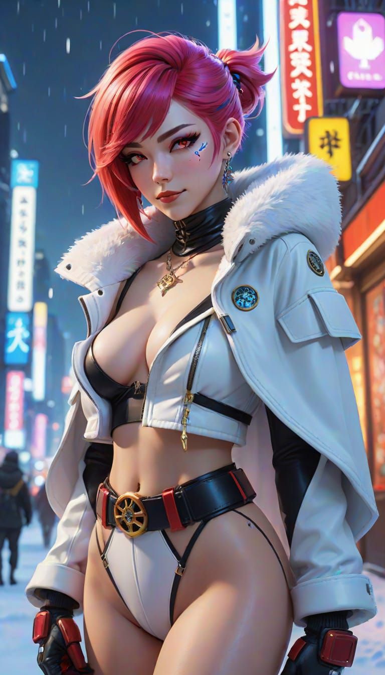 Cyberpunk Femme Fatale in Neon Night City