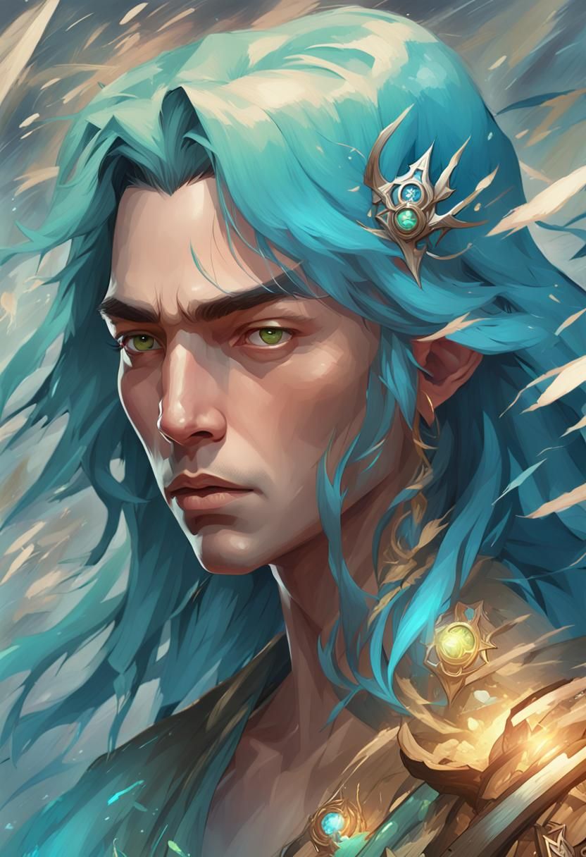 Wind Mage Portrait in Hyperdetailed Concept Art