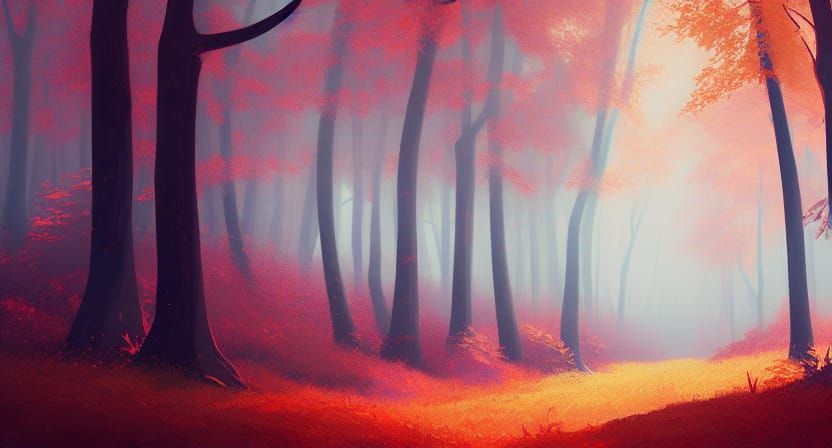 Autumn Wood in Fog: A Digital Masterpiece