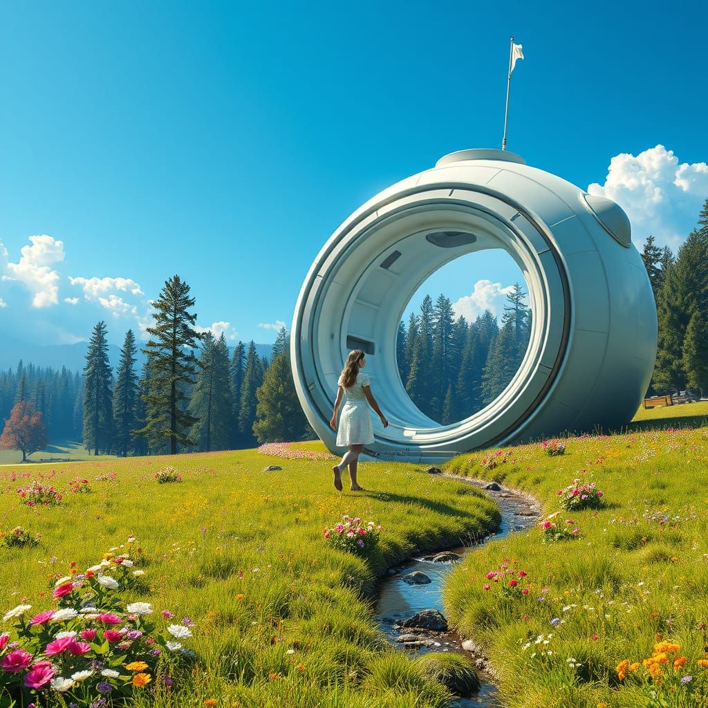 Whimsical Couple Emerges from 5th Dimensional Spaceship Amid...