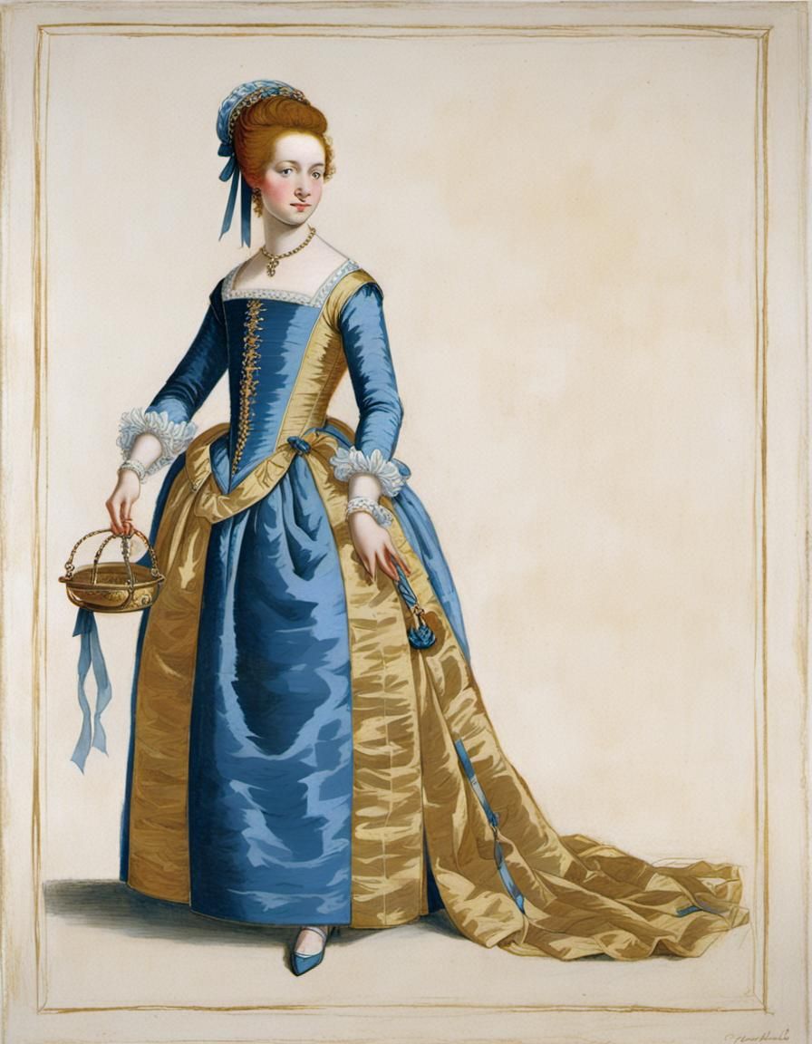 Red-Haired Princess in Blue Gown, Canaletto Style