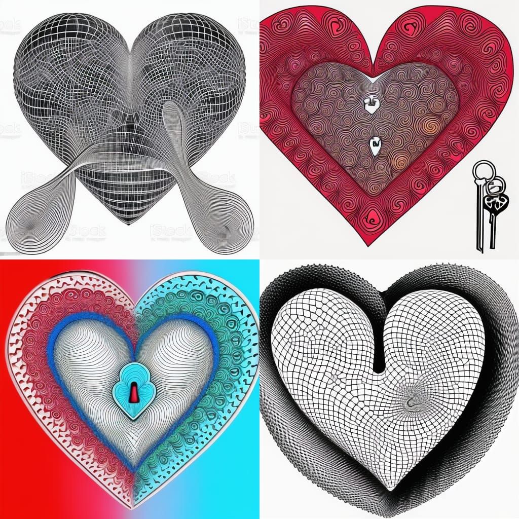 Heart Lock and Key in Abstract Fractal Art