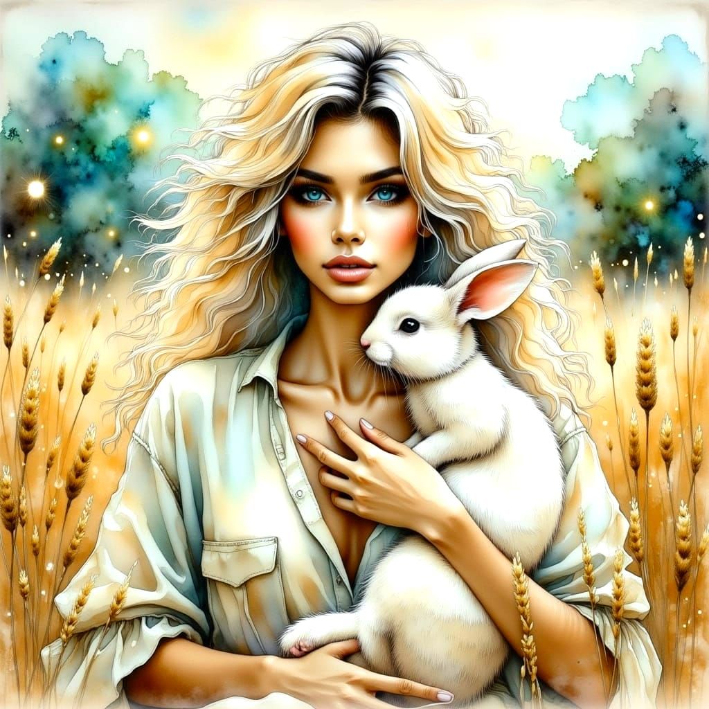 Ethereal Youth with Shimmering Hair and Soft Smile