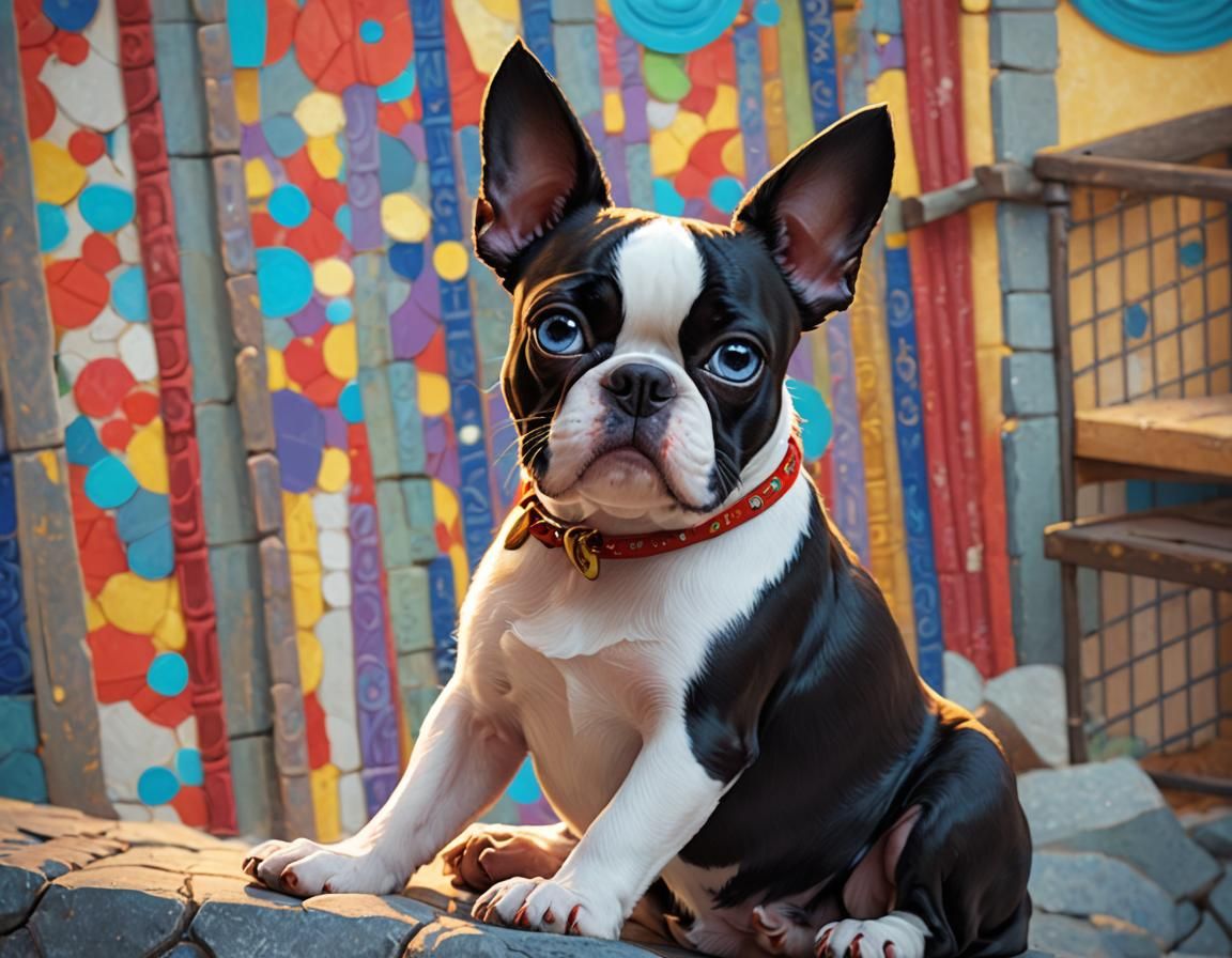 Magical Boston Terrier from Ilvermorny Chronicles in 3D