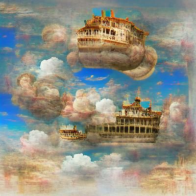 Antique Palace Floating in Sky: Renaissance Digital Art