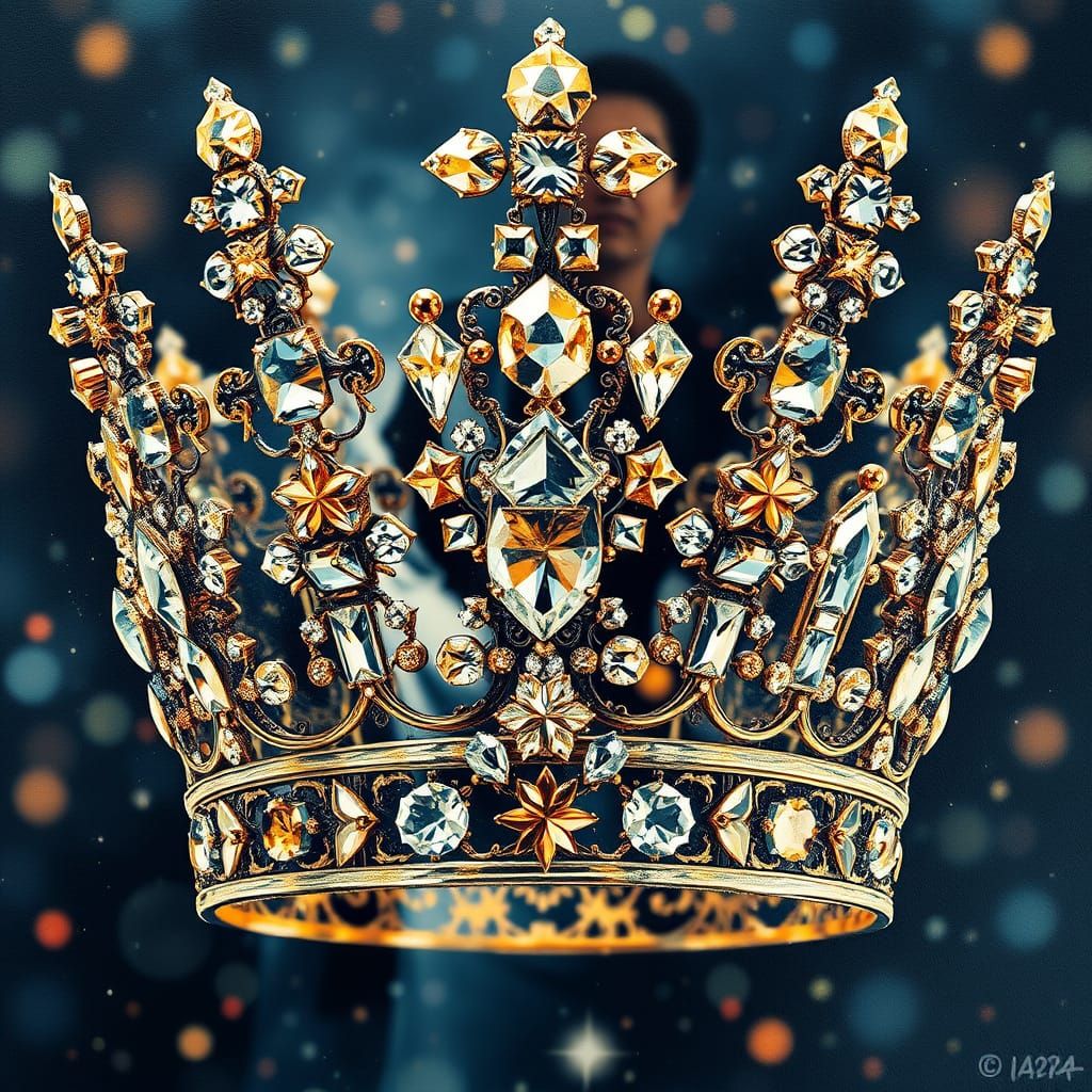 Ethereal Crown in Gouache Style with Thick Brush Strokes and...