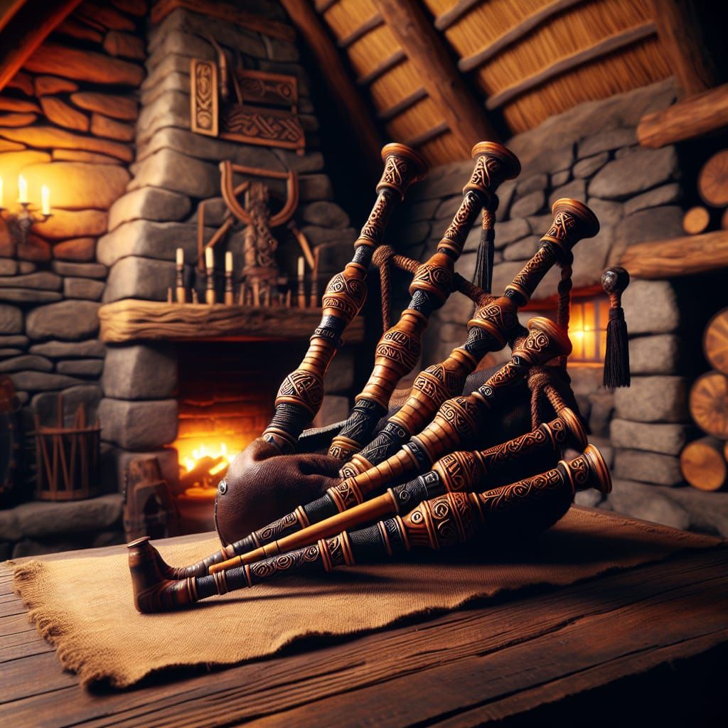 Dwarvish Bagpipes in Medieval Home Interior