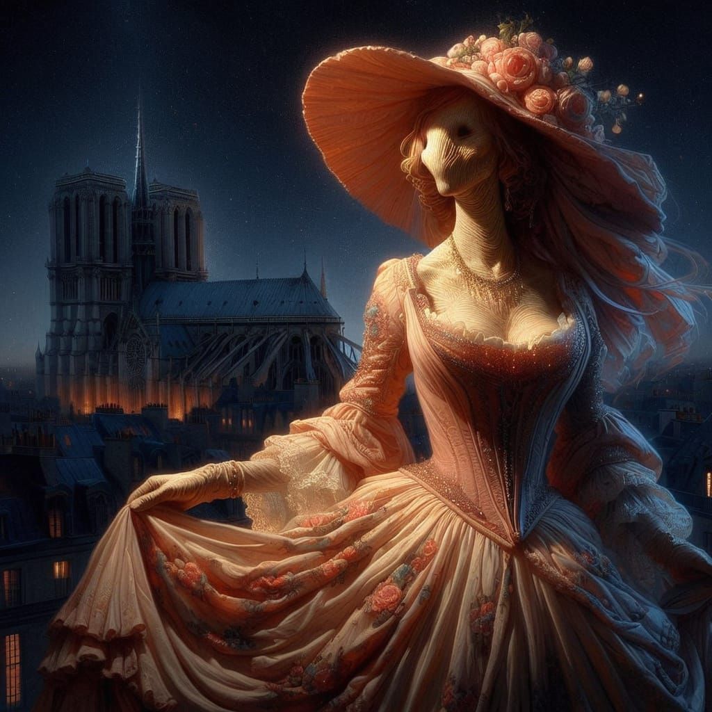 Faceless Courtesan in Elegant Gown Portrait