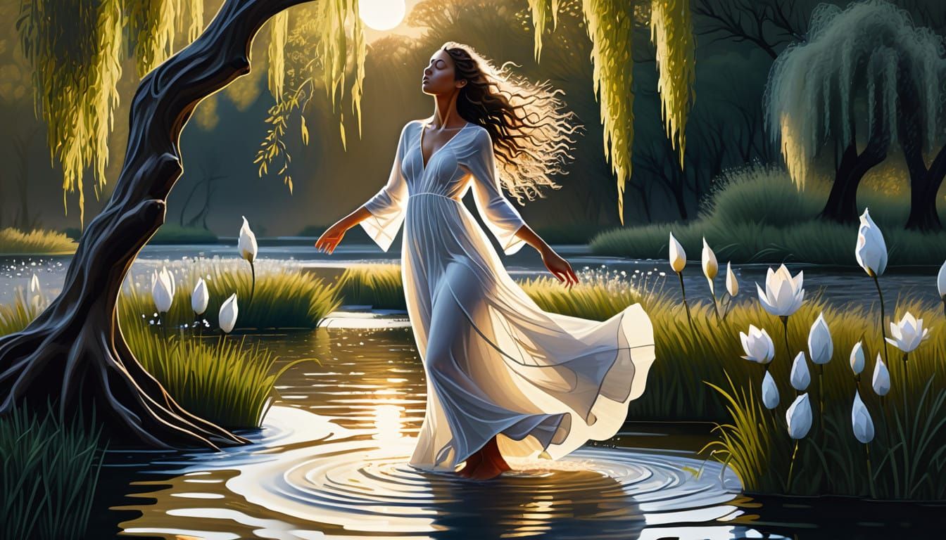 Moonchild Dancing in River Shallows