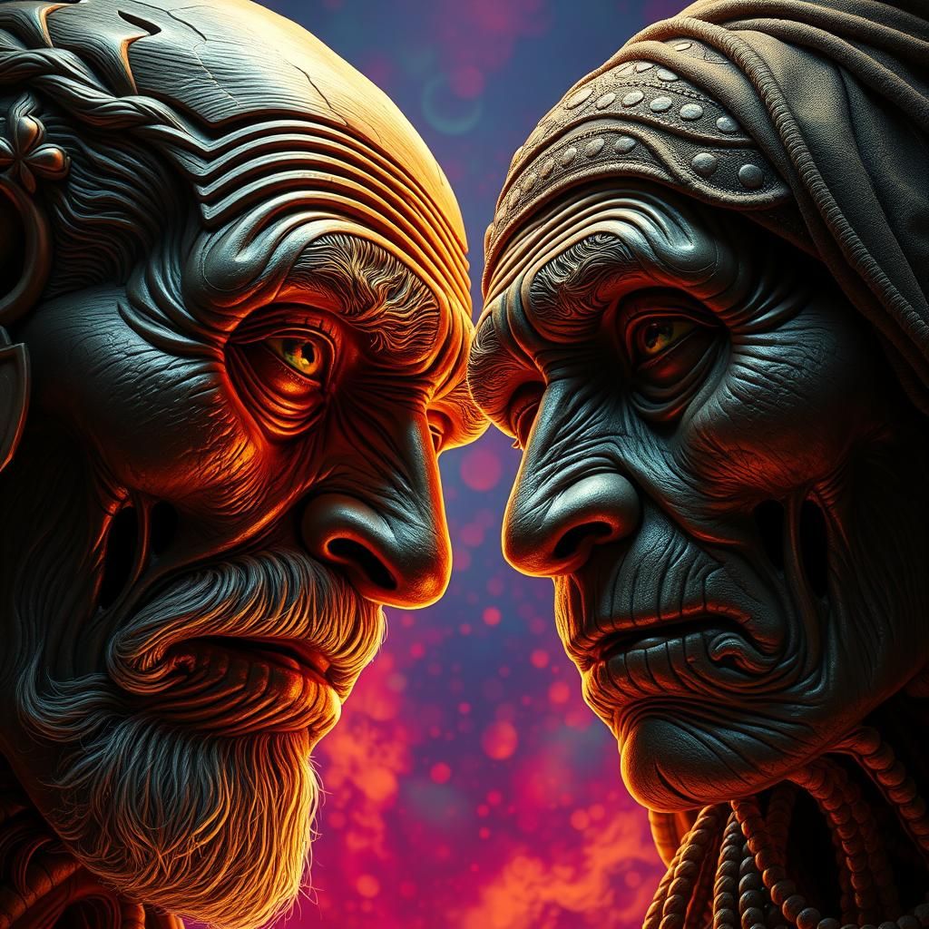 Wealth and Poverty: Hyperrealistic Concept Art Faces