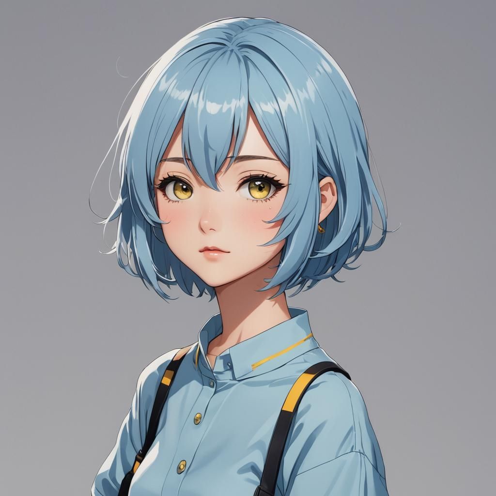 Cute Anime Girl in School Uniform, Manga Style