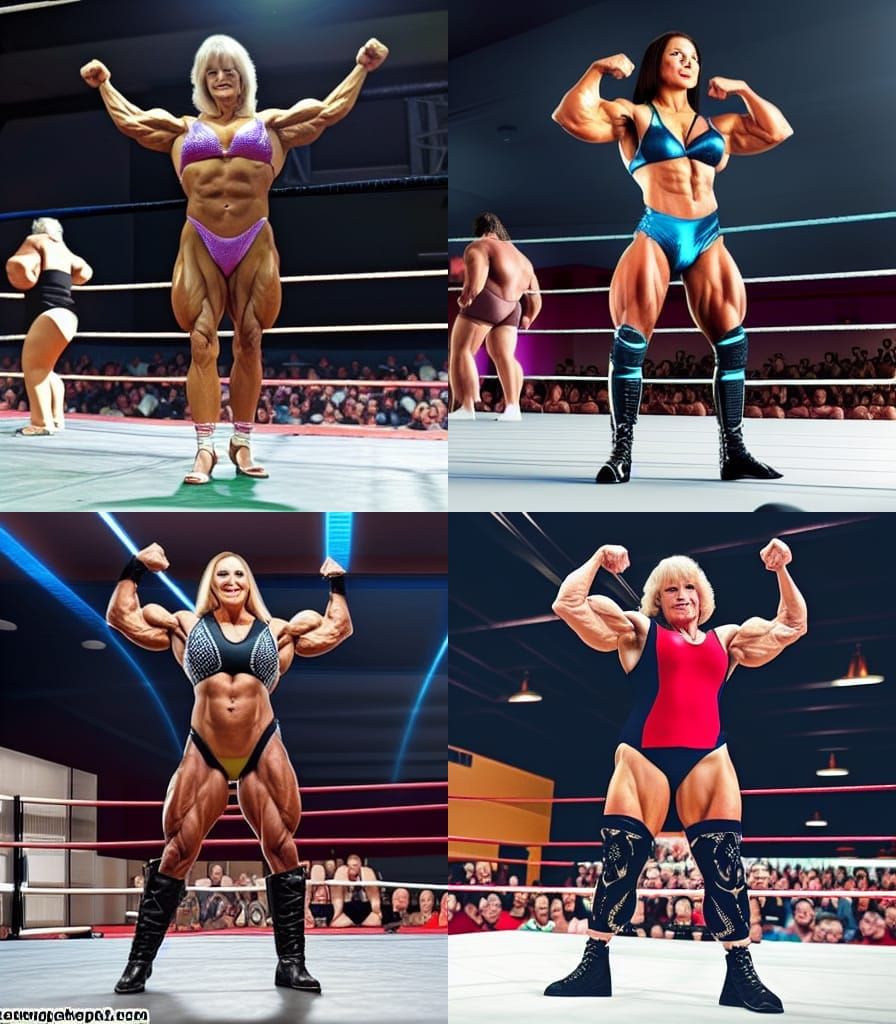 Muscular Grandma Bodybuilder Dominates Wrestling Ring