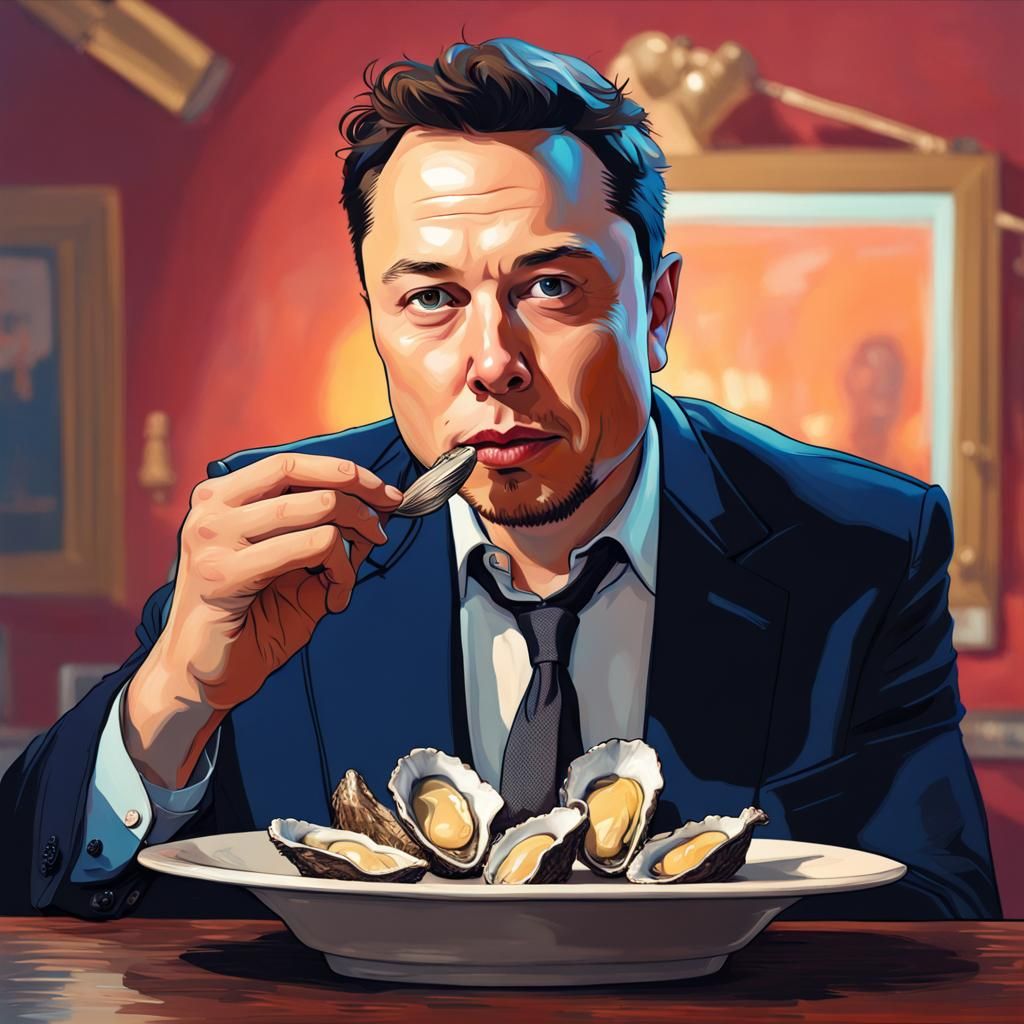 Hyperrealistic Portrait of a Man Eating Oysters