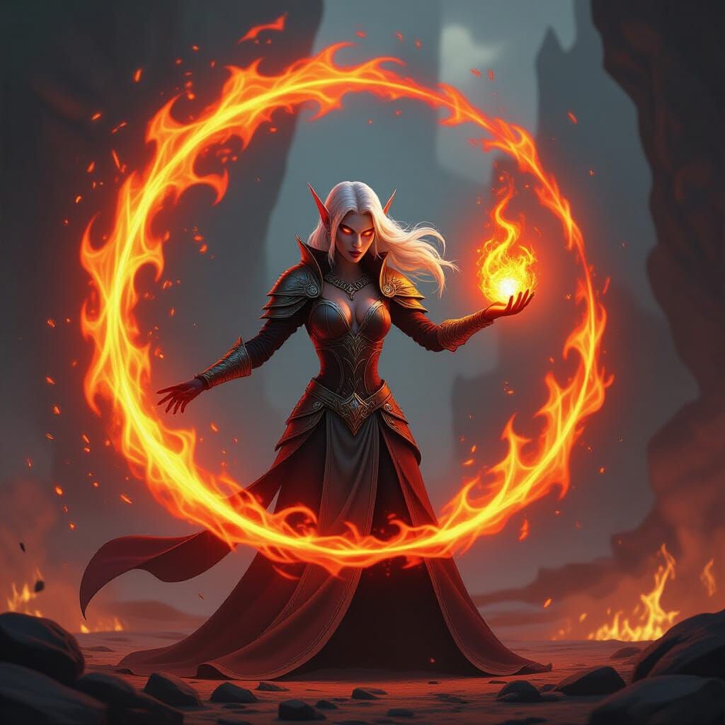 Blood Elf Mage Summons Fiery Elemental