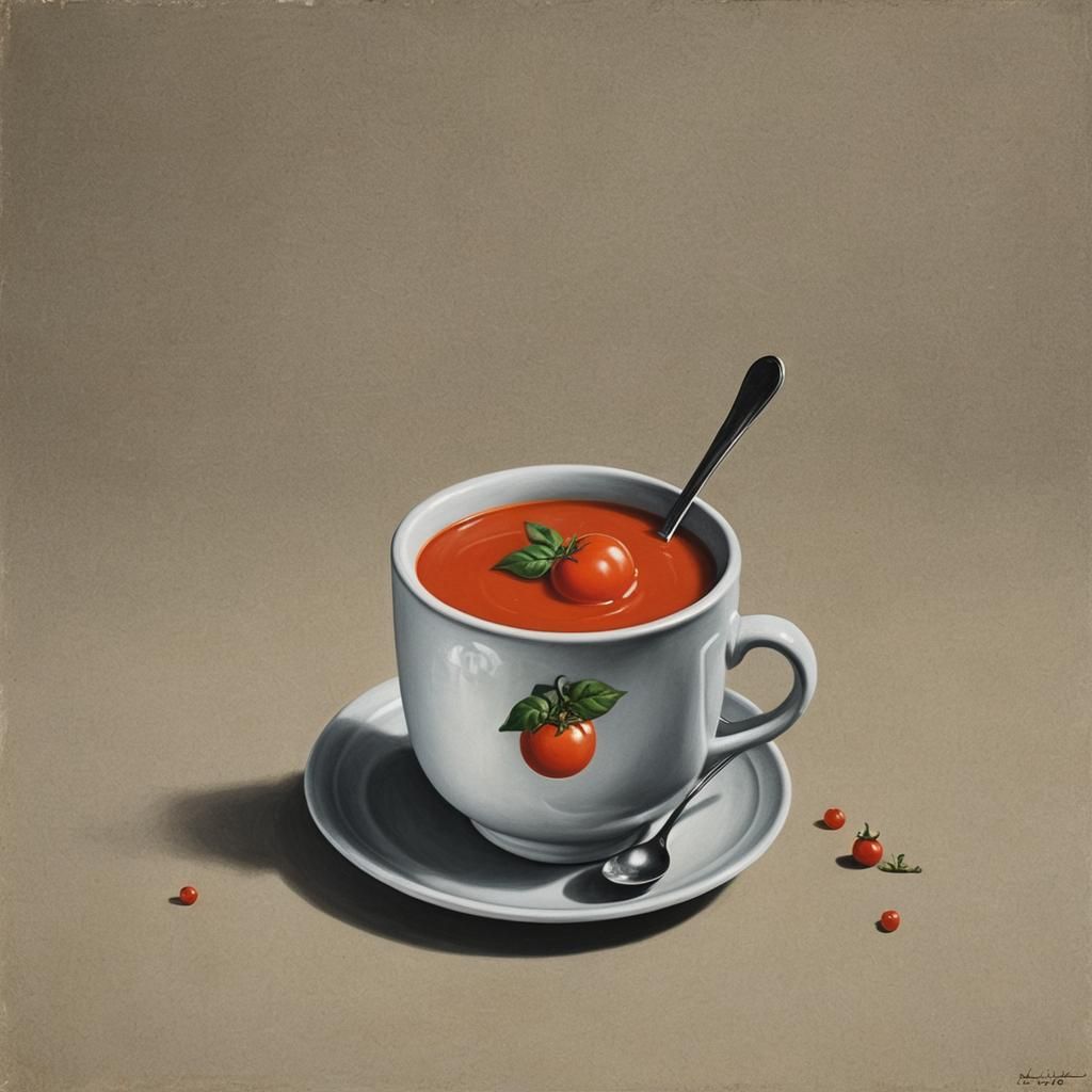 Tomato Soup in the Style of Rene Magritte
