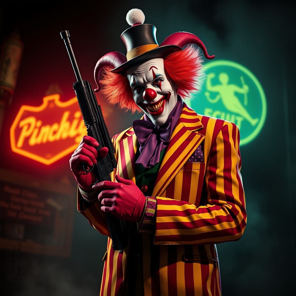 Evil Clown in Zoot Suit, Film Noir Style