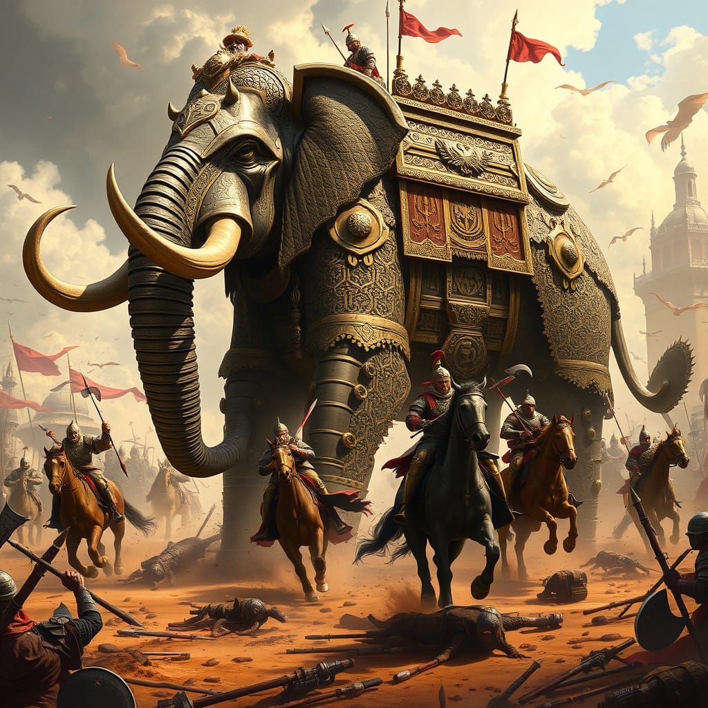 Vakamat, the Invincible Royal Battle Elephant, Dominates the...