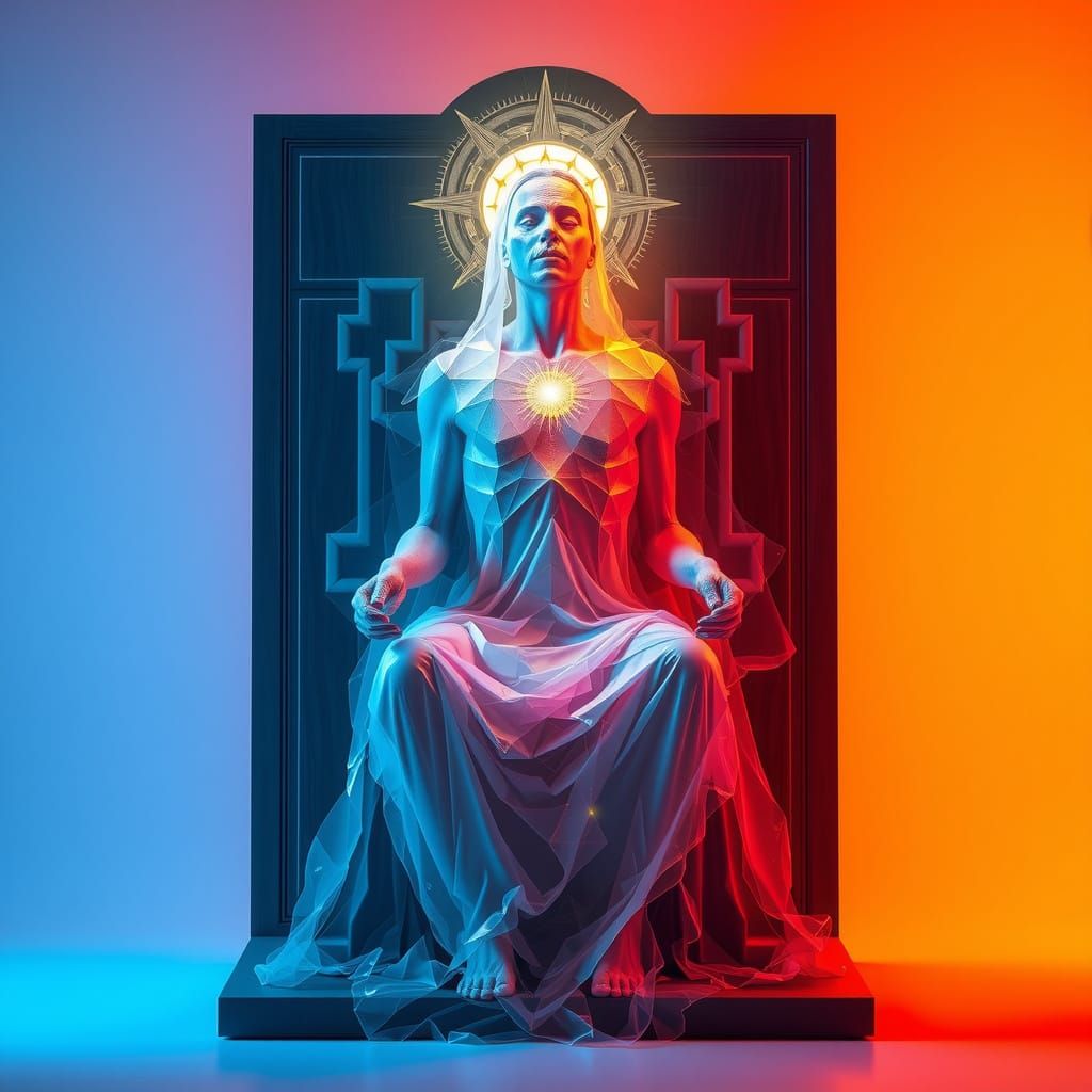 Ethereal Being of Light and Geometry Seated on Sound Throne