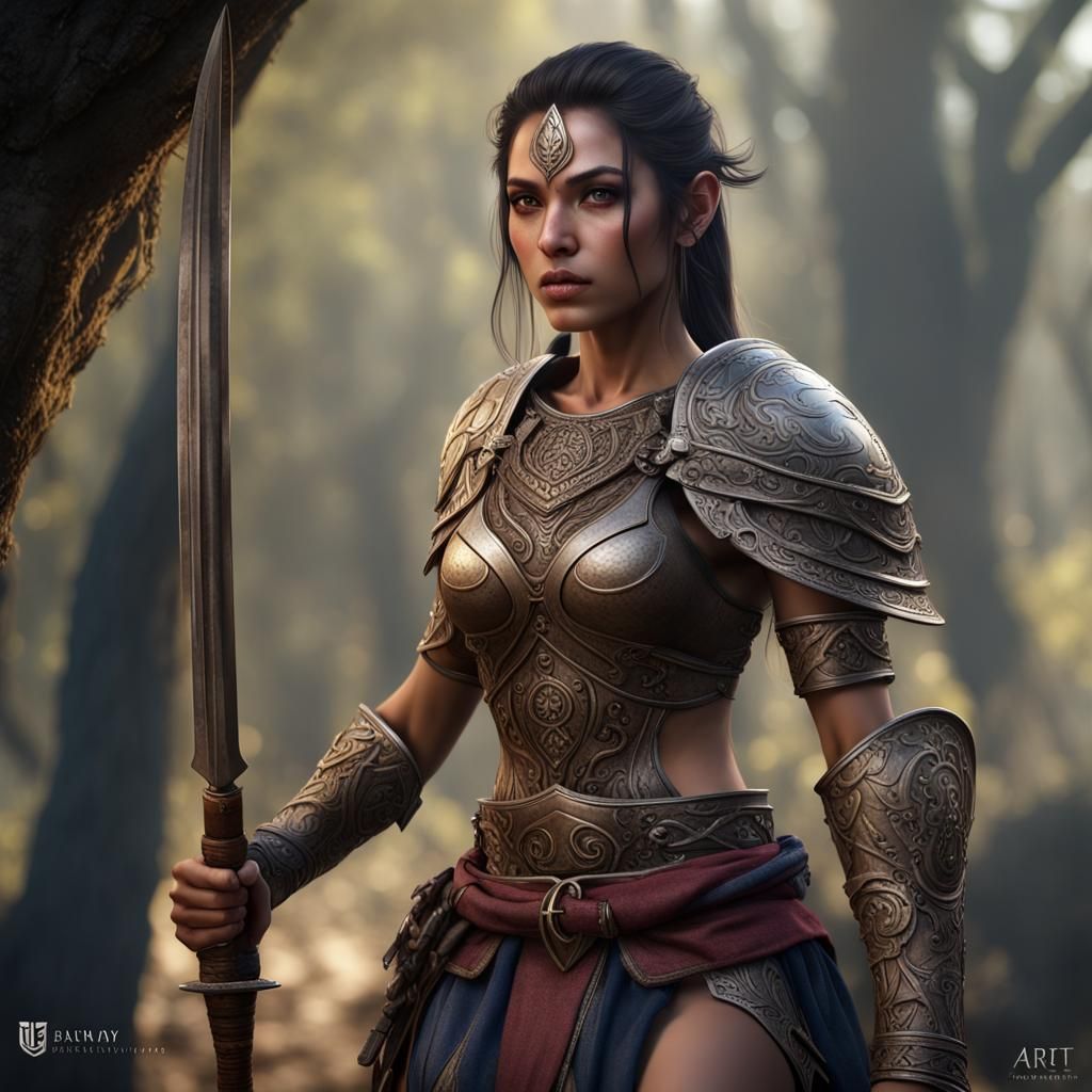 Realistic Sri Lankan Warrior Girl in Sigiriya