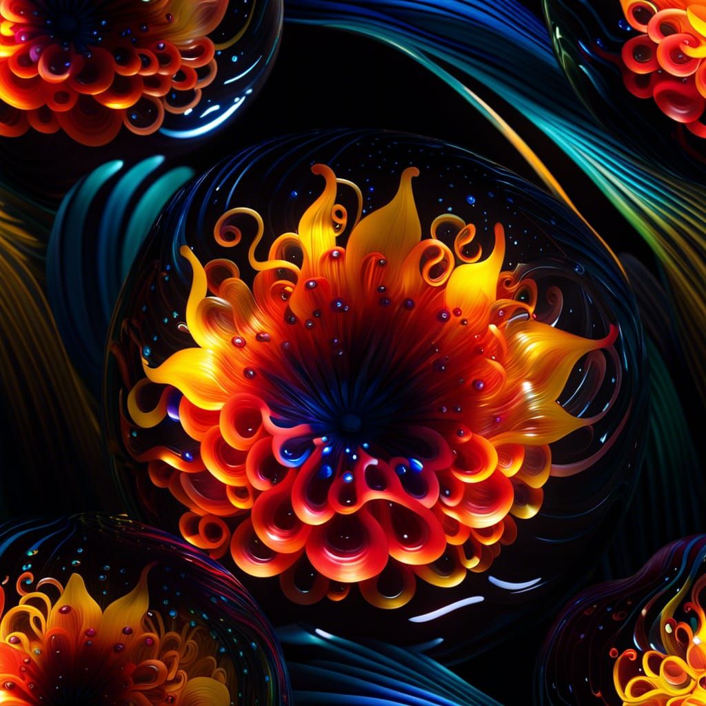 Intricate Blown Glass Sphere in Digital Art