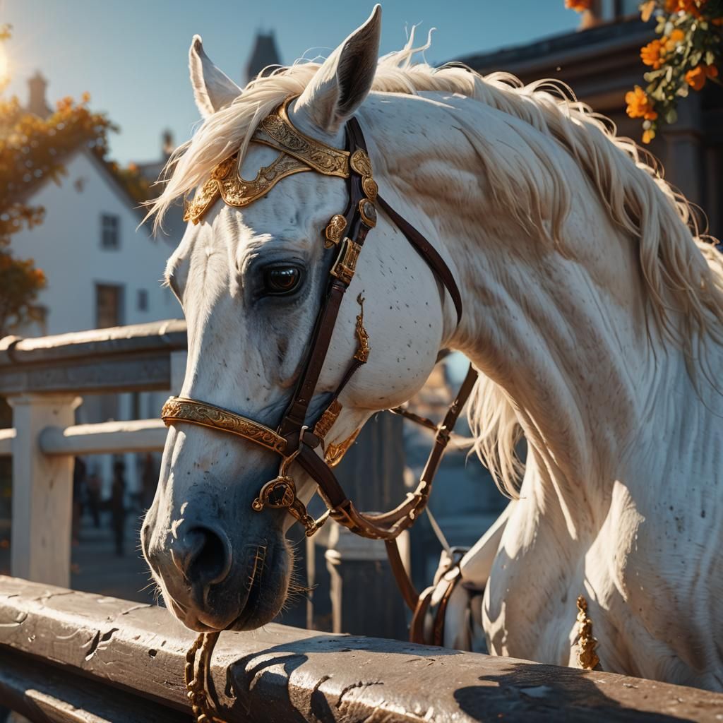 Fallen White Racehorse in Detailed Matte Painting