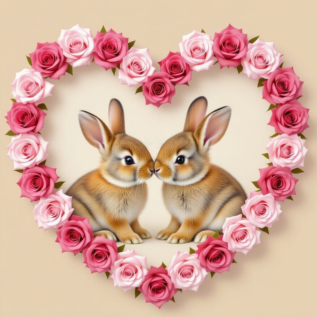 Romantic Bunnies: A Heart of Roses